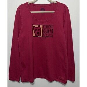 Life Is Good Slate Burgundy Straight Outta Rescue Long sleeve  Tshirt Size L